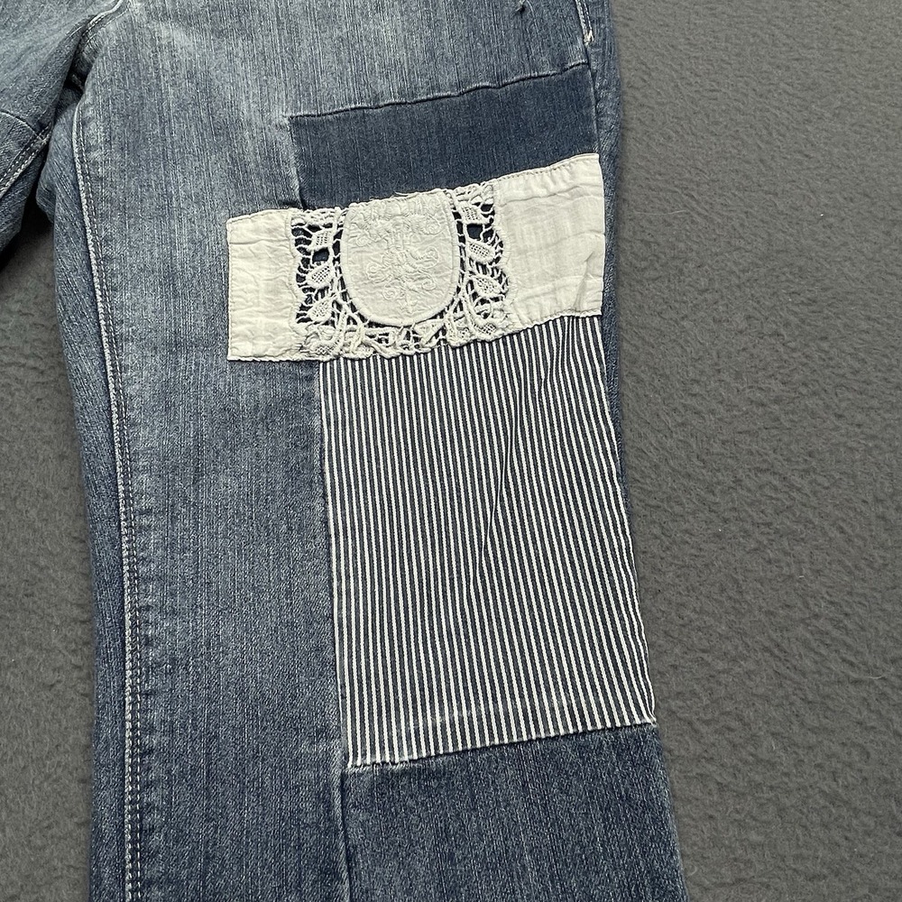 Democracy Patchwork Jeans Sz 12 Jeans Stretchy Distressed Raw Ankle Cropped - Picture 3 of 10